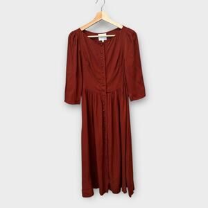 Reformation Adair Button-Front Midi Dress Size 2